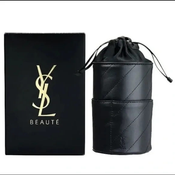 YSL Yves Saint Laurent Cosmetic Beaute Makeup Brush Kit Holder & Set of 3